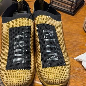 True Religion Gold and Black Athletic Shoes